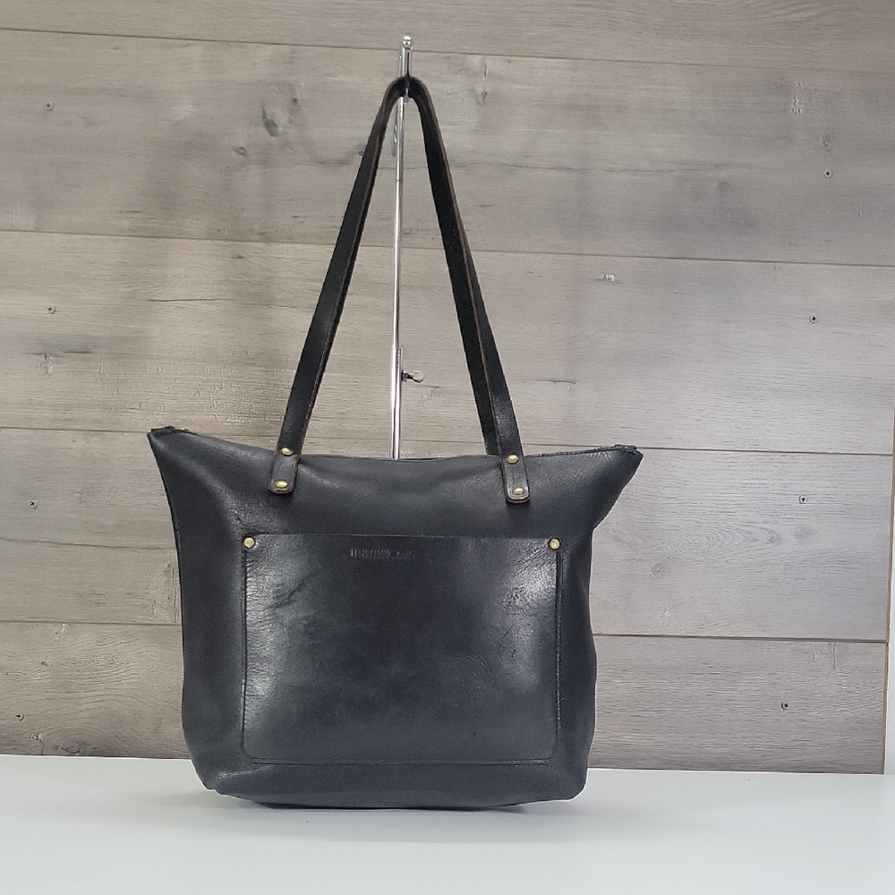 Urban Southern Black Thick Leather Tote Bag - Women's Shoulder Bag